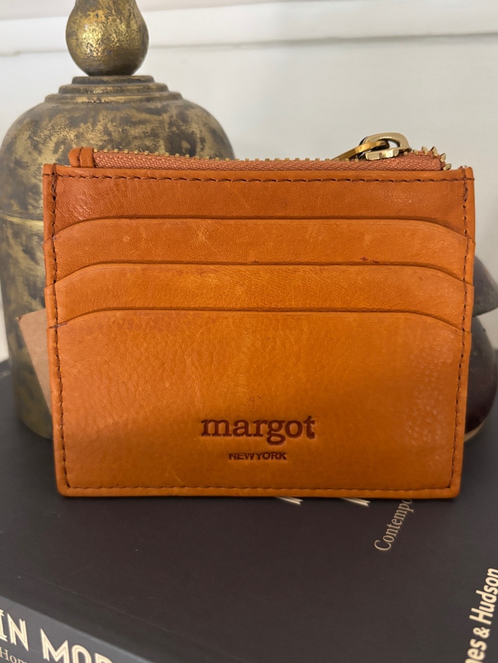MARGOT Leather Betty Zip Card Case in Camel
